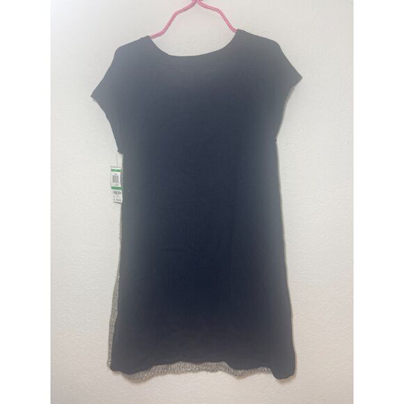 Style & Co Gray/Black Shimmer Sweater Dress Short Pockets Cotton Blen Knit L NEW - Picture 3 of 10